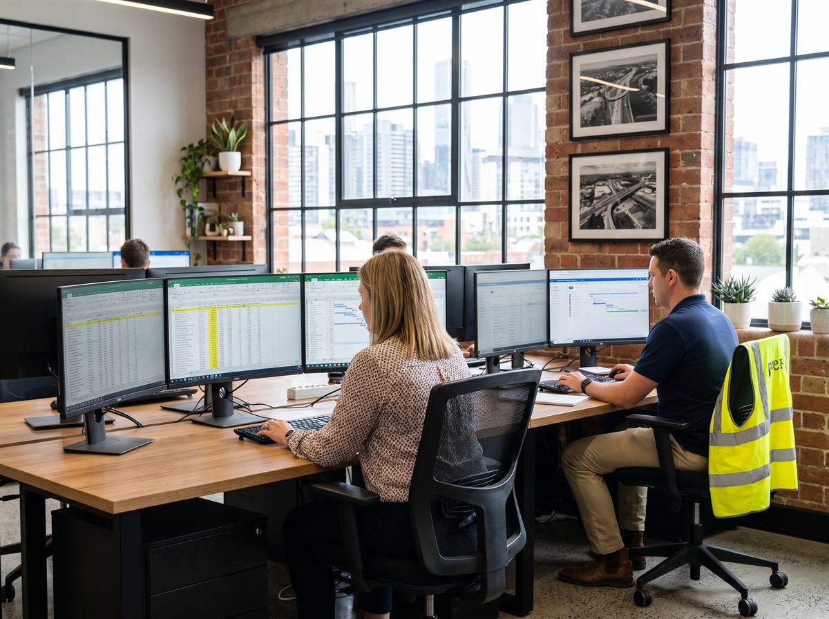 Buoy consultants at work in a construction finance office